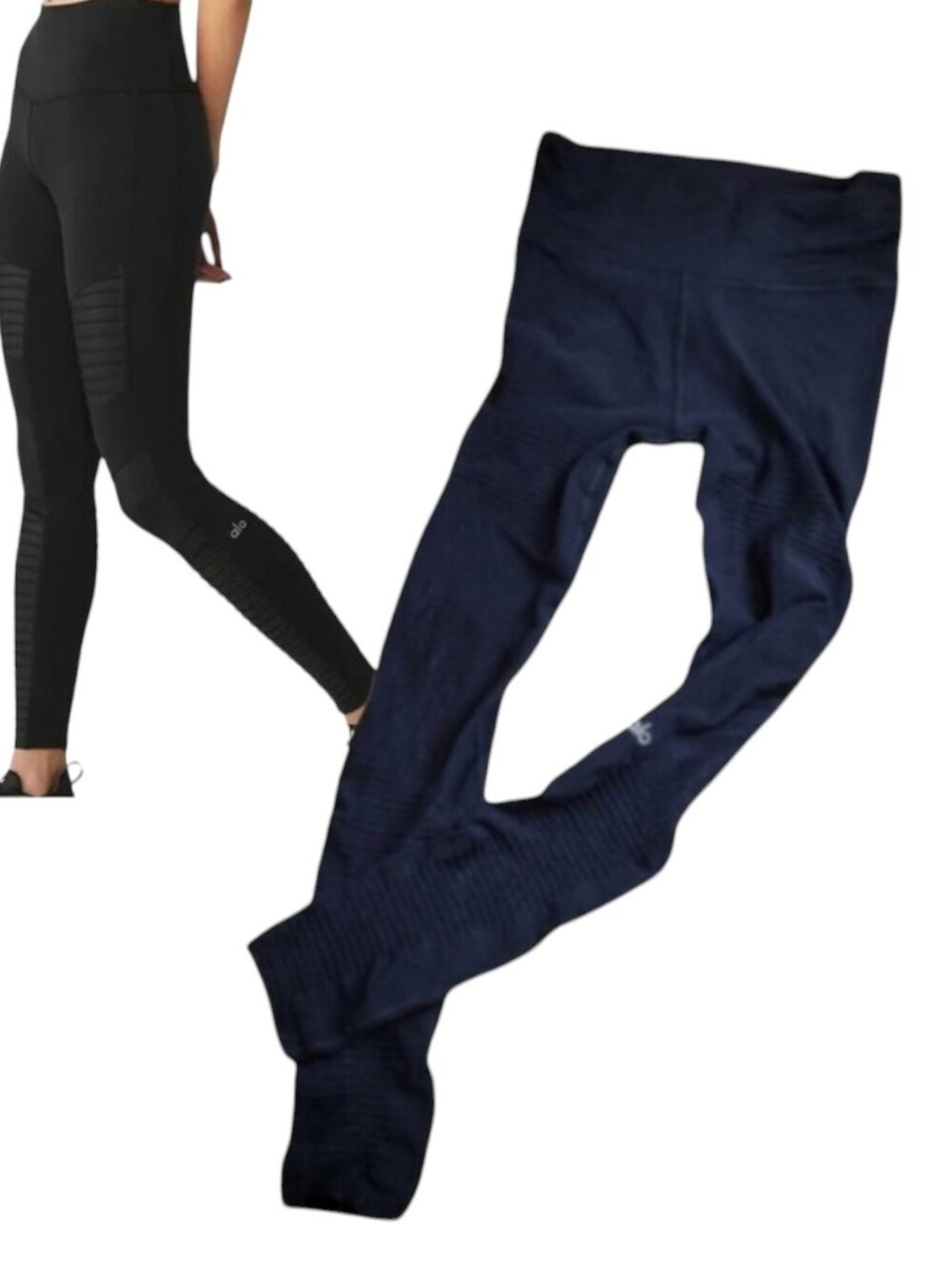 Alo Yoga Womens High Waist Moto Matte Black Performance Mesh Leggings Size S
